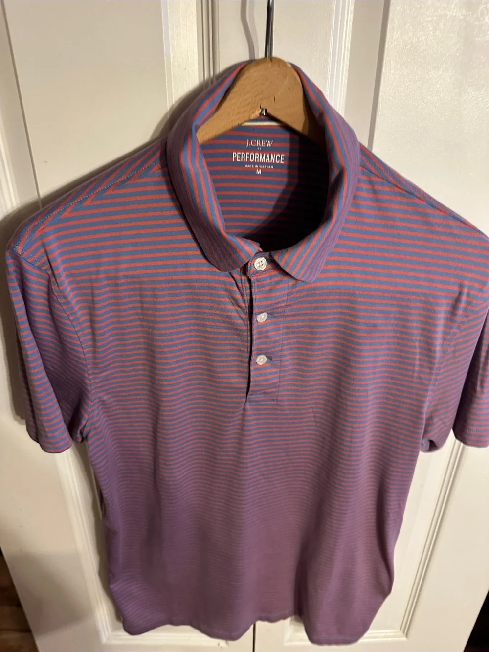 J. Crew Striped Performance Polo in Purple and Pink